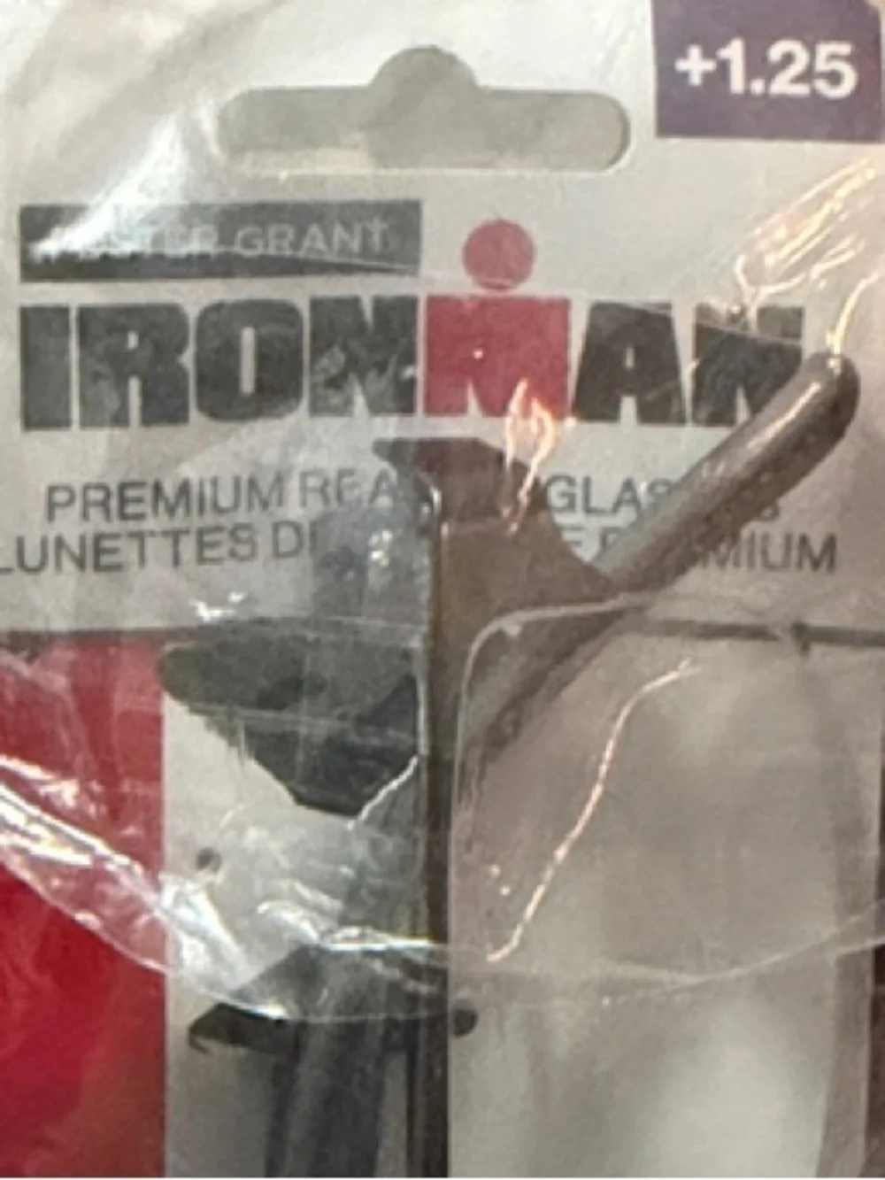 Foster Grant IRONMAN Black Reading Glasses with Case +1.25 Strength